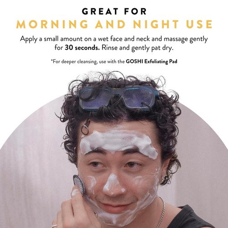 GOSHI Super Vitamin Face Wash for All Skin Types 4 oz - Infused with Vitamin E, Cold-Pressed Sesame Oil, Macadamia and More Plant Extracts - Made in Japan
