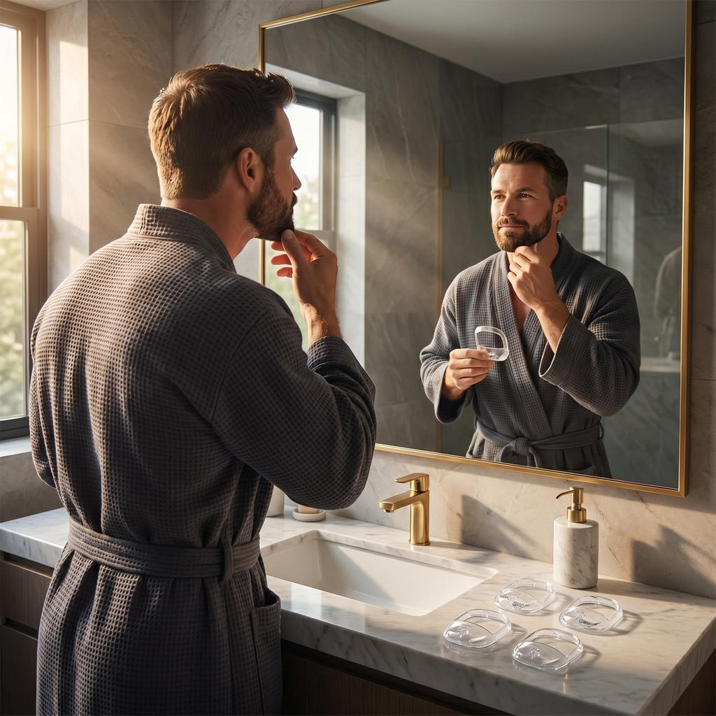 5 Pcs Men’s Beard Shaping Template Tool – Precision Beard Trimmer Guide for Home Grooming, Adjustable ABS Plastic, Easy to Use and Portable.