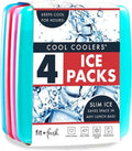 Fit & Fresh Cool Coolers - 4 Pack Slim Ice Packs | Quick Freeze, Space-Saving Design for Lunch Boxes