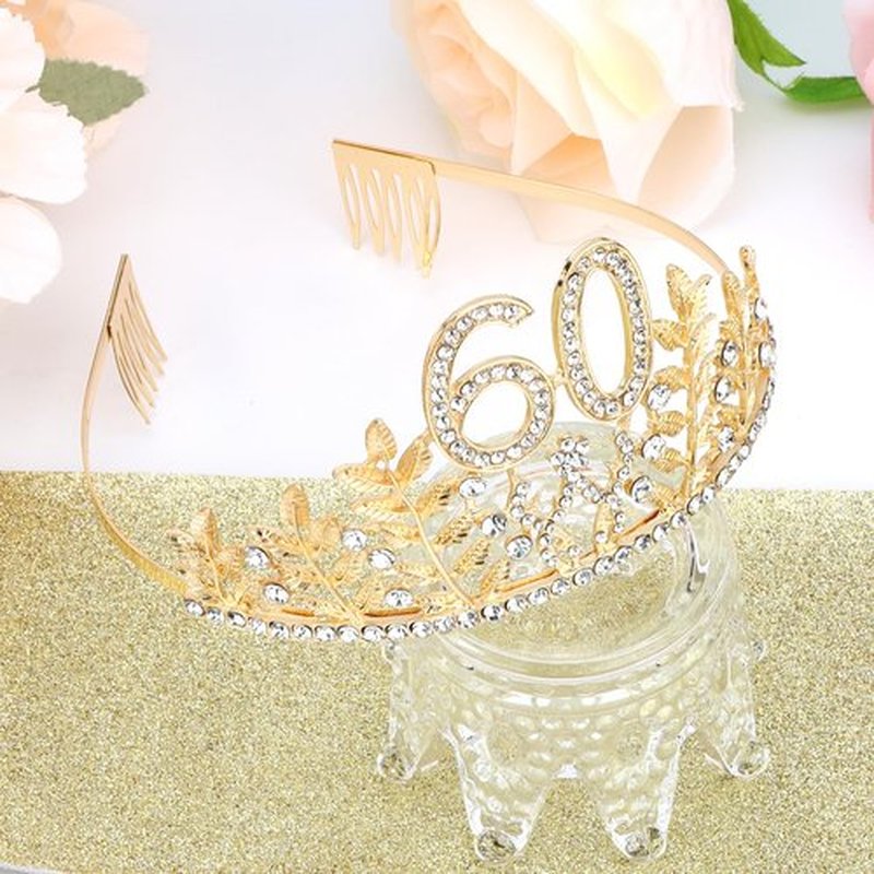 Chanaco 60th Birthday Decorations for Women, 60 & Fabulous Sash and Crown, Gold 60 Year Old Gifts, Happy Birthday Tiara for Party Decor