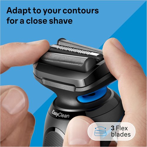 Braun Electric Shaver - Series 5 5150cs Wet & Dry Razor with Turbo Mode, Beard Trimmer & Charging Stand - Blue