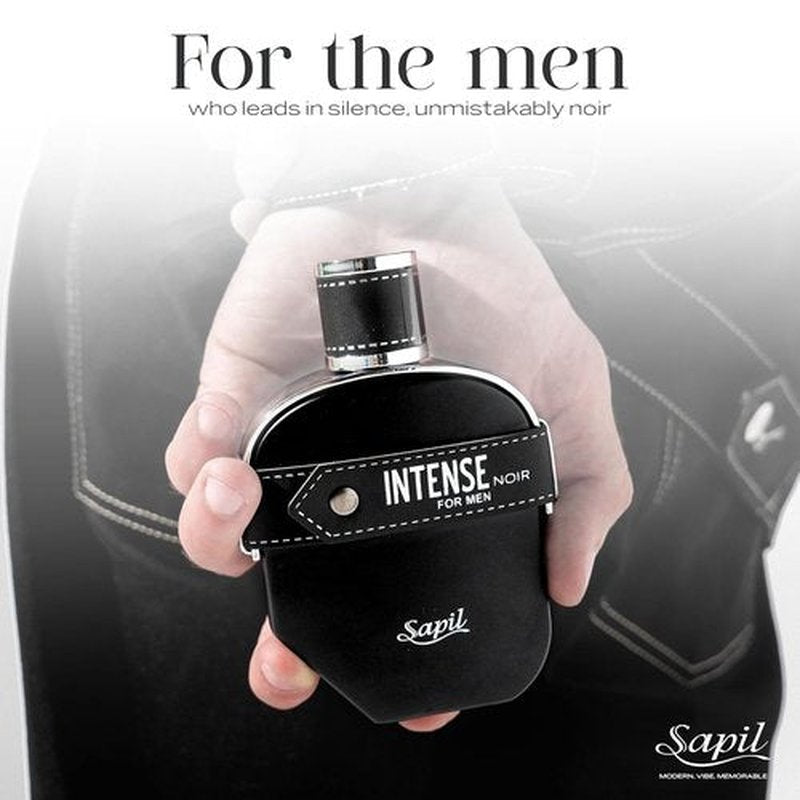 Sapil Intense Noir Eau de Parfum for Men - Long-Lasting Bold Scent with Amber, Leather & Musk - 100ml