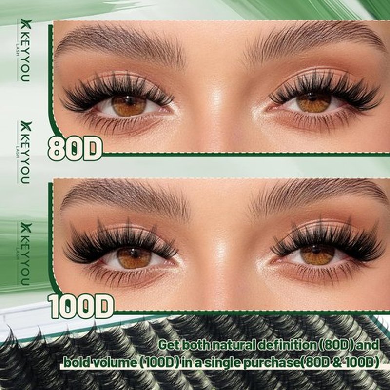 KEYYOU Spiky Manga Lash Clusters 12-20mm Anime Eyelash Clusters 80D+100D Cluster Eyelash Extensions Fairy Eyelashes Cluster Volume DIY Lash Extension