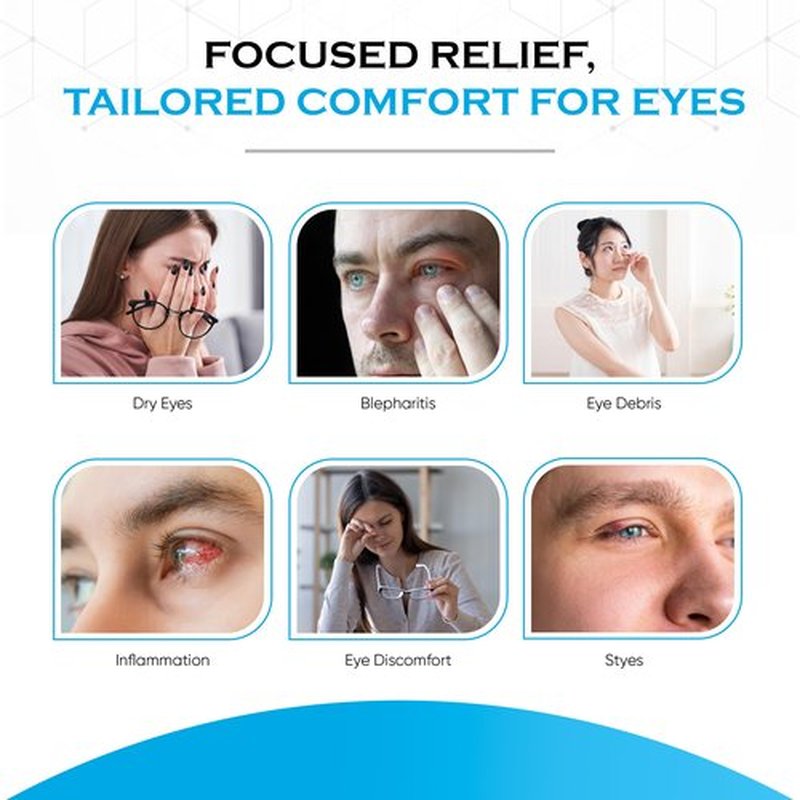 Eye Wipes for Dry Eyes - Tea Tree Eyelid Wipes Blepharitis, Tired, & Itchy Eyes - Tearless & Fragrance-Free Eye Cleaning Pads by ThermoDR - 30 Pcs