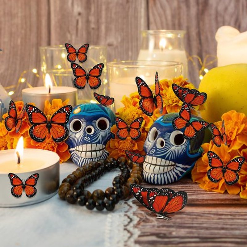 12 Pcs Monarch Butterfly Hair Clips, 3D Butterfly Barrettes Hair Costumes Accessories for Halloween Day of the Dead Decorations (12 pieces)
