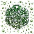 MUZOXEN Glass Rhinestones for Nails Art, 5100Pcs 7 Mixed Sizes Flat Back Rhinestones for Crafts, Flatback Round Crystal Gems for DIY Nail Makeup Jewelry Craftsartistic Creation - Light Green