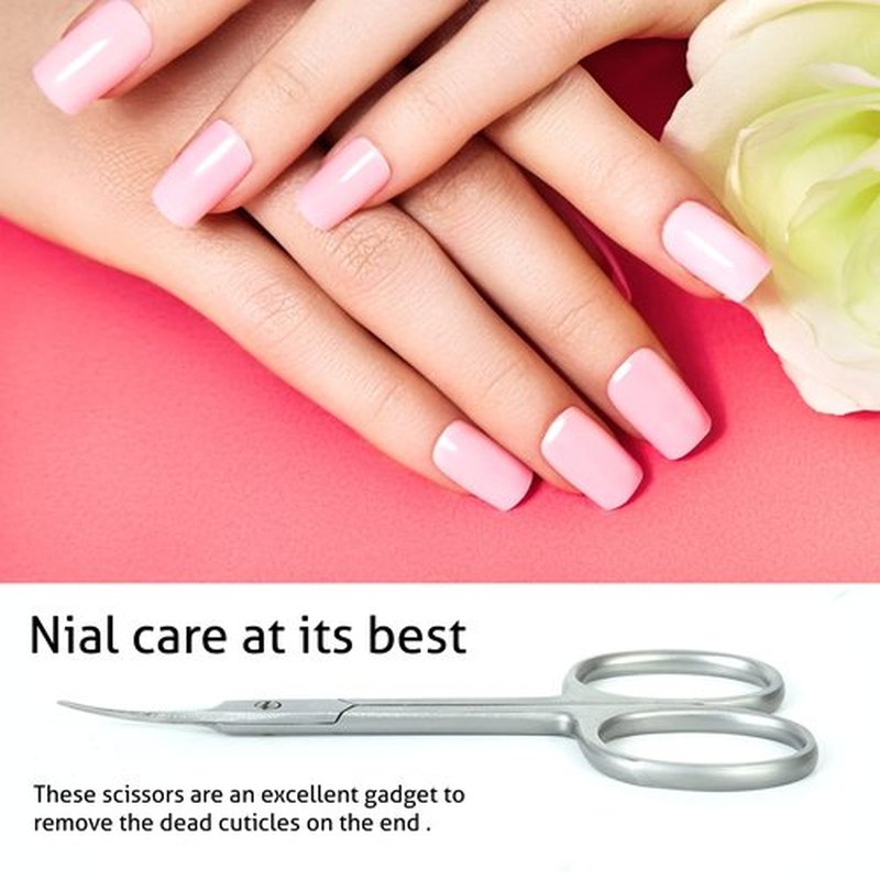 Eagerbeauty- Stainless Steel Curved Blade Small Menicure and Pedicure Cuticle Scissors for Trimming the Fingernails, Toenails, Eyebrow, Eyelash, Dry Skin – Nail Scissors (B)