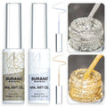 BURANO Holographic Gel Nail Polish Liner Nail Art Polish, Silver Gold Reflective Glitter Painted Gel Nail Design Polish 2 Bottle 8ml, Build in Thin Nail Brush Curing Required LX17 LX13