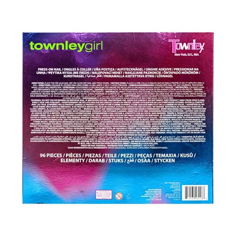 Townley Girl 96 Pcs Press-On Nails Including 3D and Glow-In-Dark Artificial False Nails Set for Tweens with Pre-Glue Full Cover Acrylic Nail Tip Kit, Great for Gifts