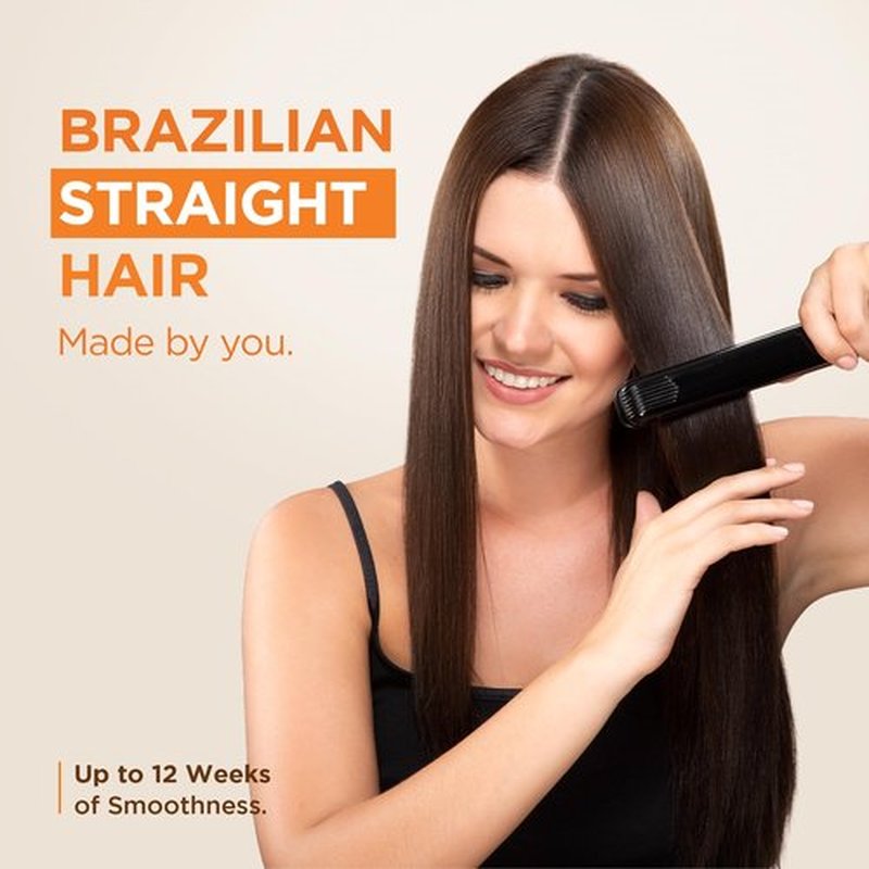 KATIVA Brazilian Keratin Treatment Kit at home Formaldehyde Free Hair Straightening with Hyaluronic Acid, Up to 12 Weeks Frizz Control for Curly, Wavy, Frizzy Hair (Straightening Kit)