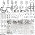 NAISKA Vikings Hair Jewelry for Braids, 186Pcs Norse Runes Tube Beads Cross Snake Loc Dreadlock Accessories, Non-Piercing Ear Cuffs Locs Jewelry for Women and Men