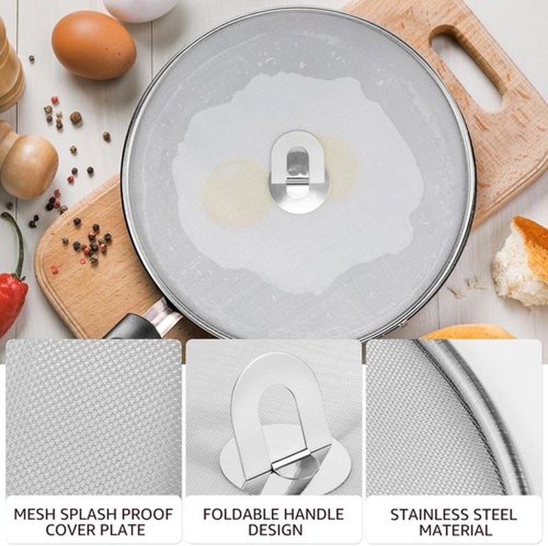 Skiennix Splatter Guard - Stainless Steel Frying Pan Screen Set | Splash Proof Oil Covers (9.8", 11.4", 13")