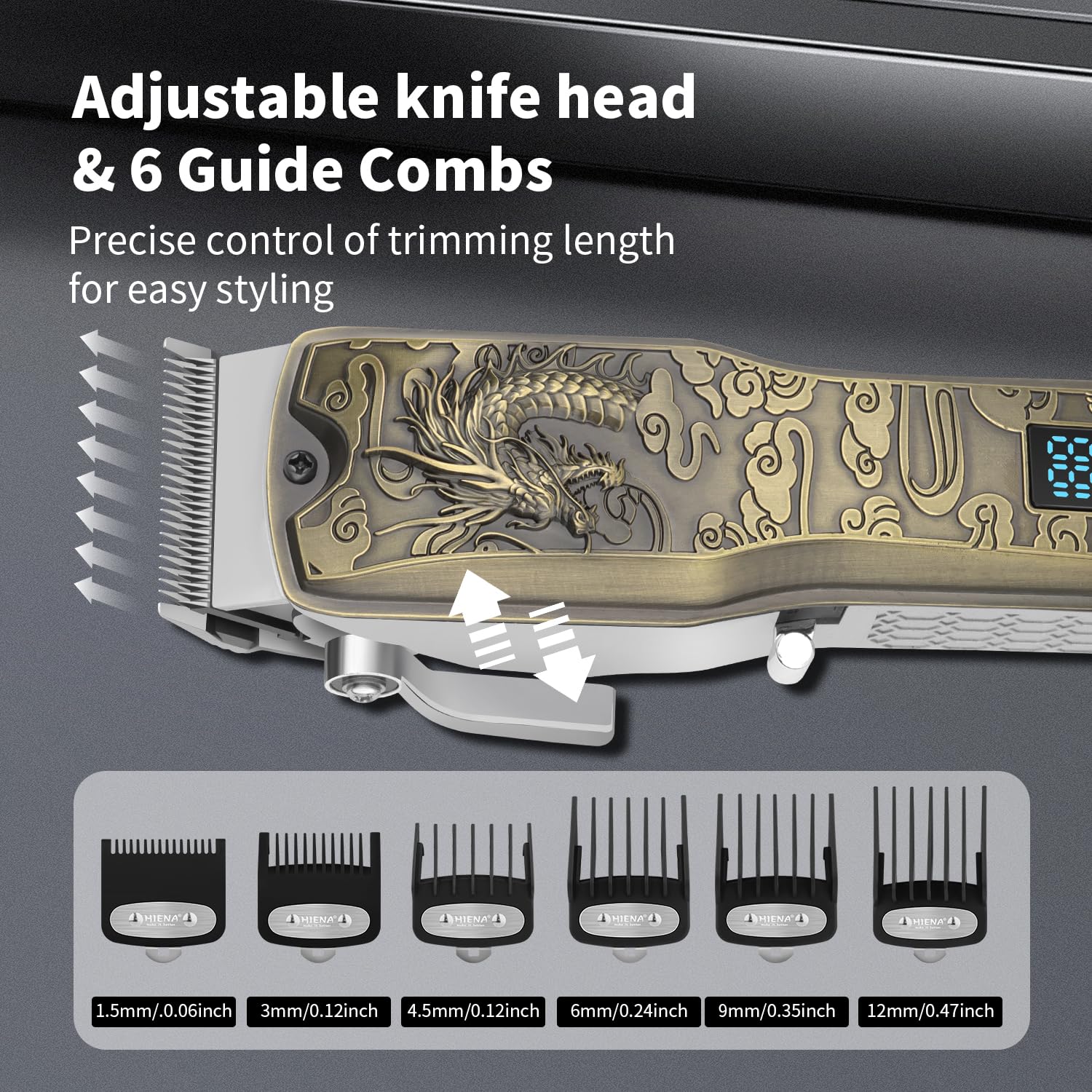 HIENA PRO Professional Hair Clipper for Men, Electric Barber Clippers, Rechargeable Cordless Hair Cutting Clippers, Men's Hair Cutting Tools(Bronze)