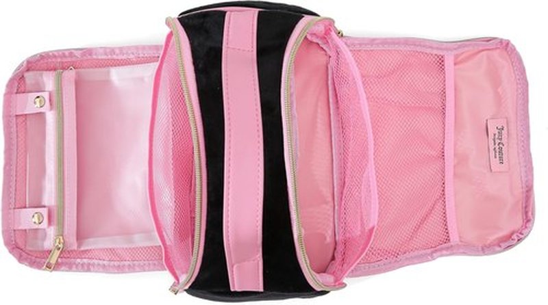 Juicy Couture Black Makeup Bag - Vintage Velour Cosmetics Organizer with Rhinestone Crown