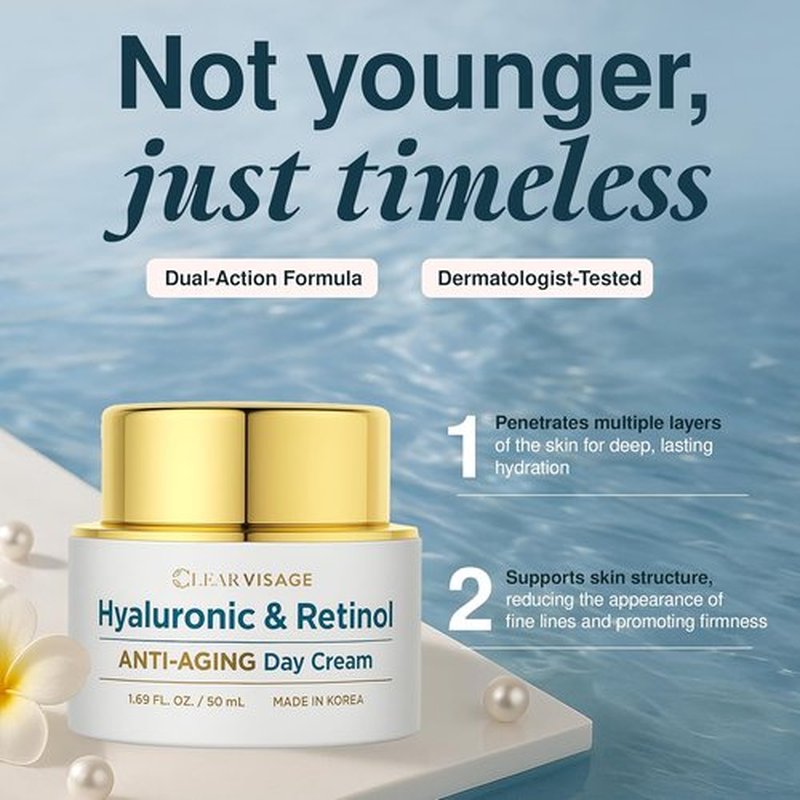 Regine Switzerland Hyaluronic Acid & Retinol Face Moisturizer - Anti-Aging, Hydrating Formula - 1.69 Fl. Oz.