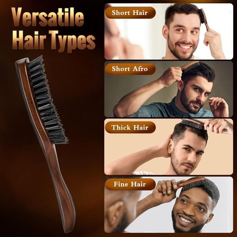 STYLEMATE Hair Brush for Men - Nylon Bristles for Thick Hair | Natural Black Walnut Handle for Smoothing and Styling