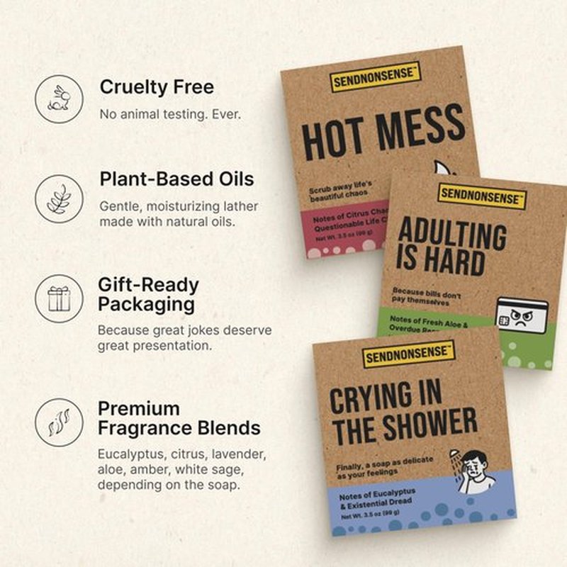 SendNonsense Funny Gift Soap – Adulting Is Hard Joke Soap | Prank & Novelty Gift for Adults | Prank Coworker, April Fool's Prank, Office Humor Gift