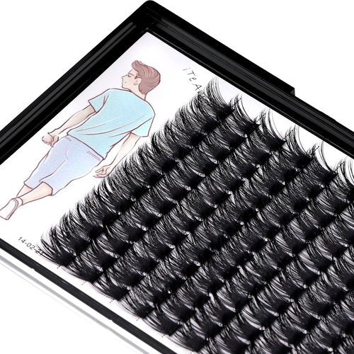 Dedila Large Tray-Grafted Wide Stem Individual False Eyelashes Thick Base 120 Clusters D Curl Natural Long Volume Eye Lashes Extensions Dramatic Look 8-20mm Available (14mm)