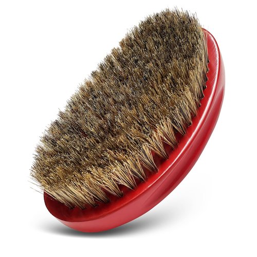 Soft Wave Brush for Men 360 - LexRory Curved Boar Brushes for Wavy Hair Brushing, Palm Wood Handle with Soft Boar Bristles for Wavers (Red)