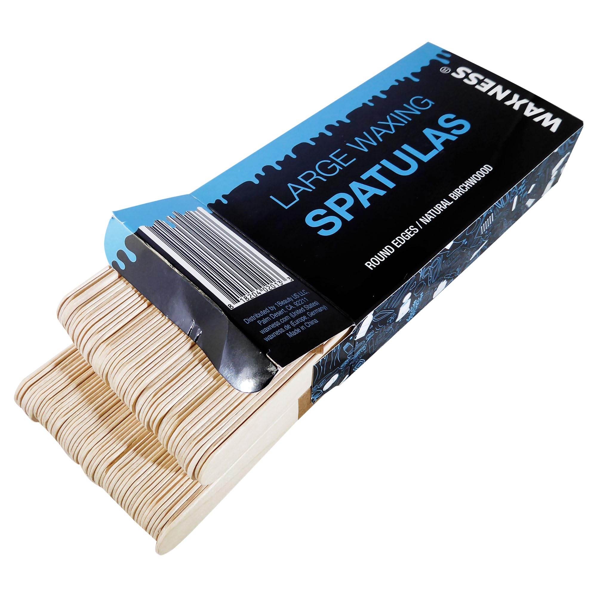 Waxness Wooden Waxing Spatulas 100 Pcs – Rounded Applicator Sticks, for Body & Precision Waxing, Disposable Birchwood – Professional Use