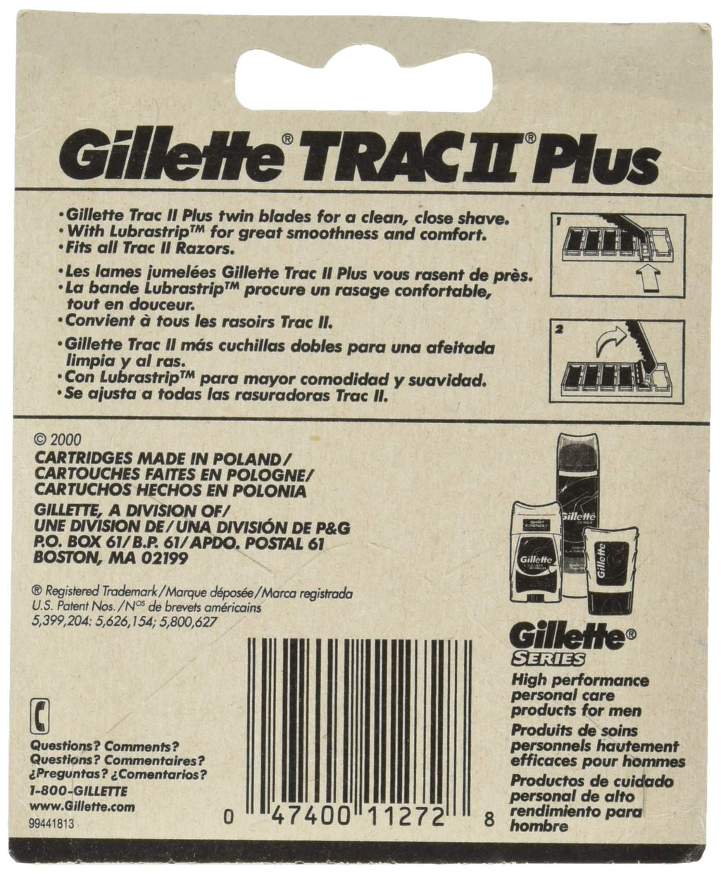Gillette Trac II with Lubrastrip Men's Razor Blade Refills, 10 Count