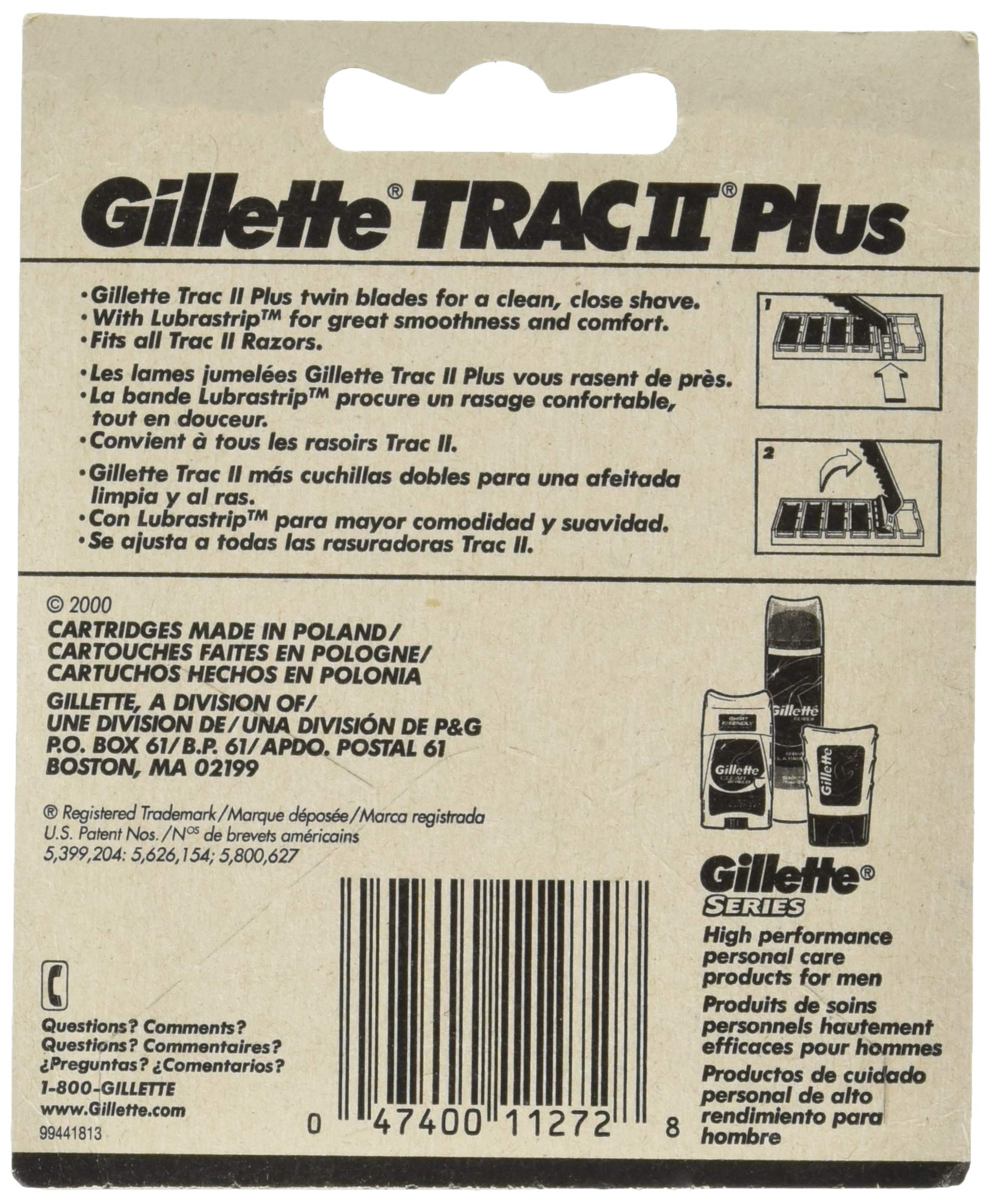 Gillette Trac II with Lubrastrip Men's Razor Blade Refills, 10 Count