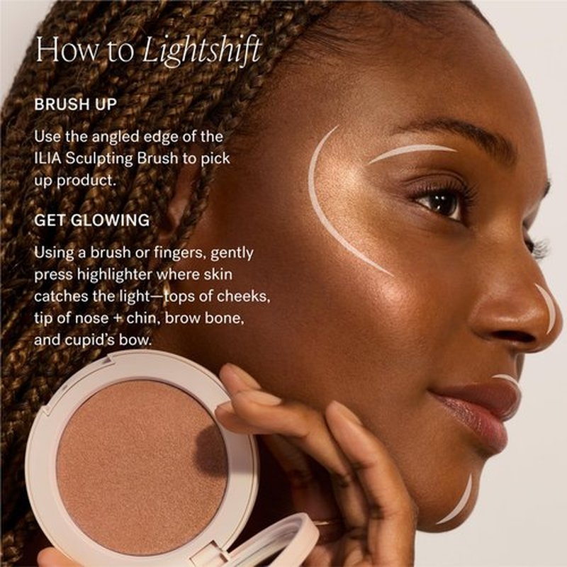 ILIA - Lightshift Cream Highlighter | Non-Comedogenic, Long-Lasting, Vegan, Cruelty-Free | Weightless, Seamless, Silky Highlighter (Glint - Soft Champagne, 0.27 oz | 7.8 g)