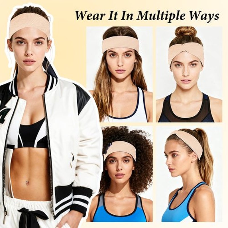 Headbands for Women Non-Slip Elastic Hair Bands, 6 Pack Stretchy Soft Cloth Sweat Band, Fabric Workout Headband, Fashion Head Bands for Yoga Running Sports