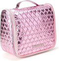Juicy Couture Pink Makeup Bag - Shiny Puffer Heart Organizer with Travel Hook for Essentials