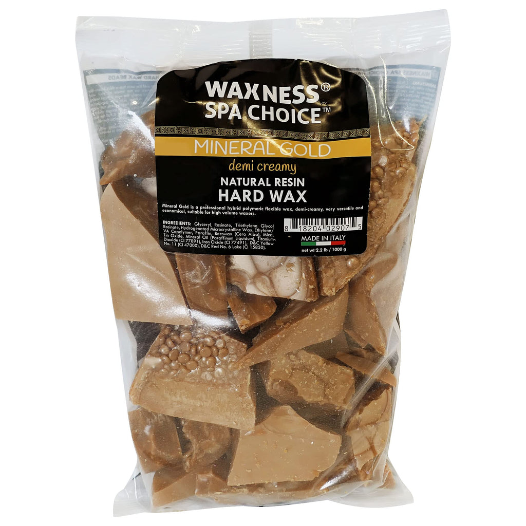 Waxness Spa Choice Mineral Gold Demi Creamy Hard Wax Beads 2.2 lb / 1 kg Pack of 12