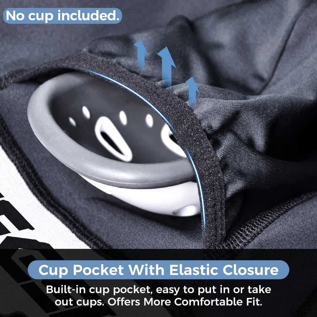 Legendfit Men Baseball Football Straps Compression Shorts w/Cup Pocket(NO Cup) Athletic Sliding Underwear Lacrosse Black
