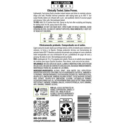BIOTERA Finishing Flexible Hold Spritz Spray | Instant Texture | Maintains Volume & Shape| Microbiome Friendly | Vegan & Animal Test Free | Paraben Free | Color-Safe | 8 Fl Oz