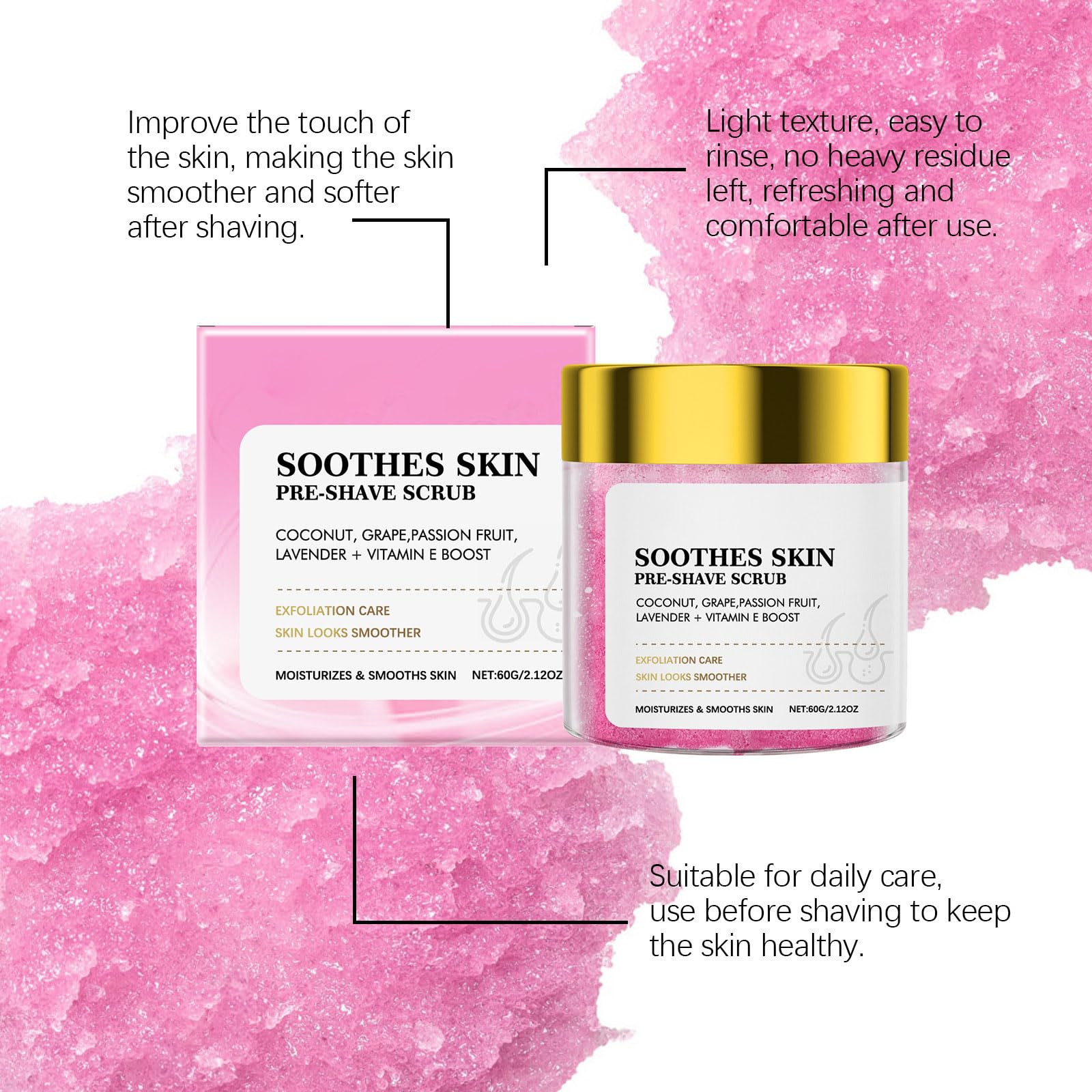 Dark Spot Exfoliating Scrub–Soothes Skin Pre-Shave Scrub for Dark Spots & Dry Skin–Gently Buffs & Soothes Sensitive Skin, Suitable for Face & Body, 60 ml /2.12 Oz