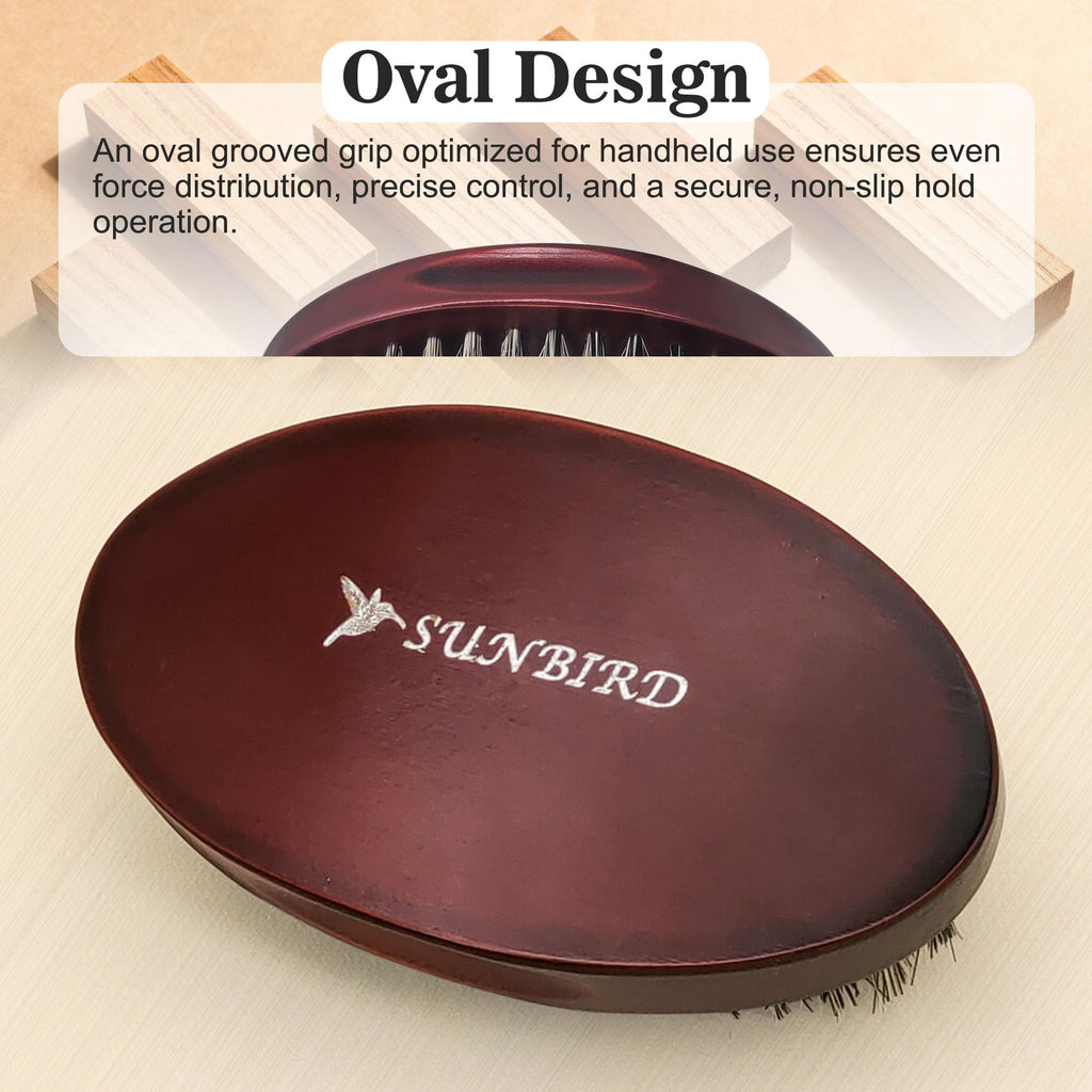 SUNBIRD Beard Brush for Men, 100% Natural Bristle and Wood