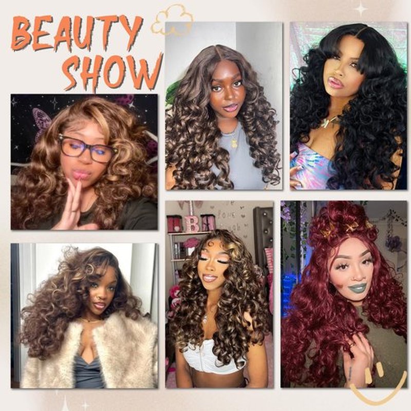 SOKU Long Curly Wig, Glueless Lace Front Wigs for Black Women 22 Inch Pre Plucked Ready to Wear Black Layered Wig with Natural Hairline 13x4x1 HD Lace Frontal