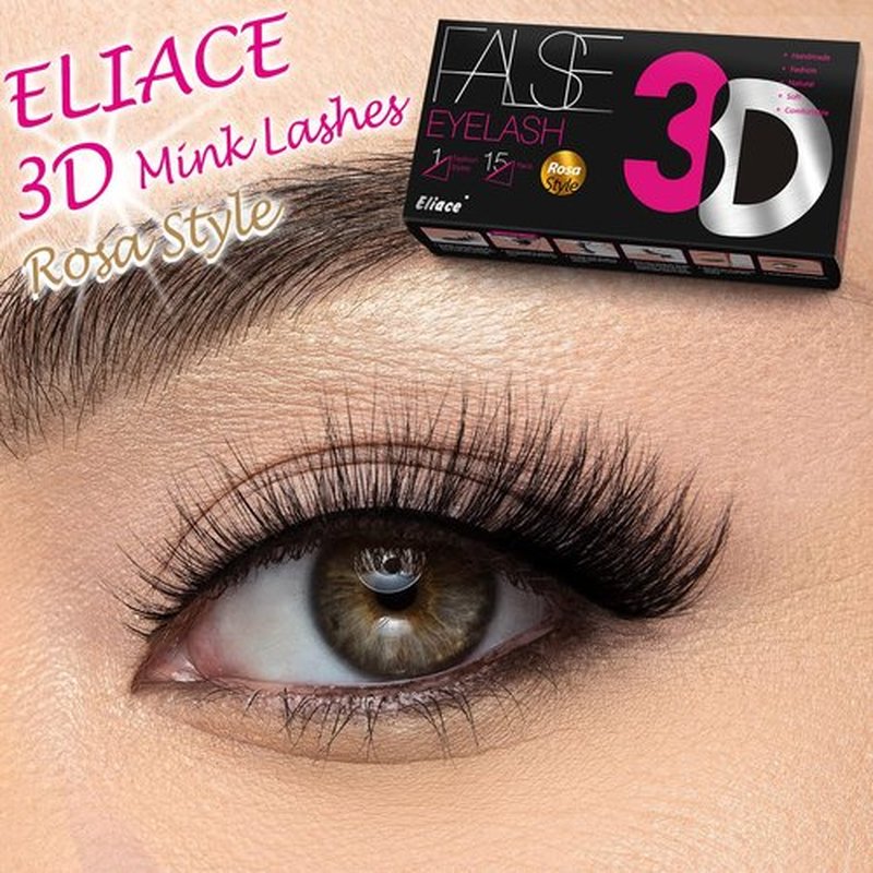 Eliace False Eyelashes Natural look Cat Eye Lashes Wispy Strips 3D Mink Lashes 13MM,15 Pairs Fake Eyelashes Faux Fluffy, Winged Fox Eyelashes, Soft Thin Band Comfortable Reusable False Lash Rosa Style