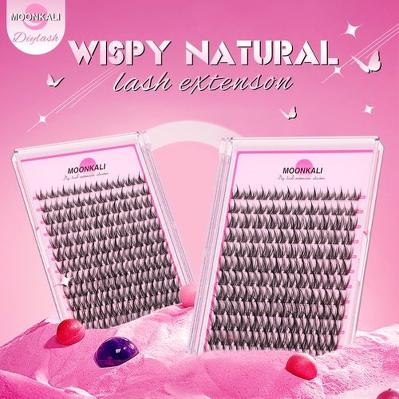 MOONKALI Natural Lash Clusters Wispy Fairy Eyelash Extensions 10-16MM CC Curly Manga Eyelash Clusters 120Pcs Individual Versatile DIY Lash Extension, Black
