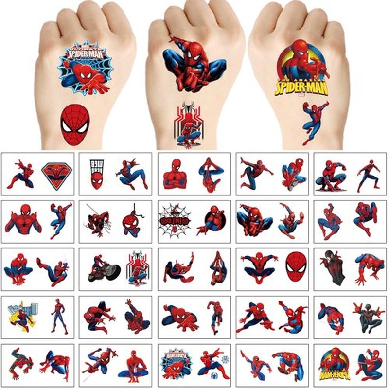 JCQAYB 100pcs Spider- Man Temporary Tattoos for kids,Birthday Party Supplies Favors Decorations Cute Fake Tattoos Stickers Spider - Man Party Decorations