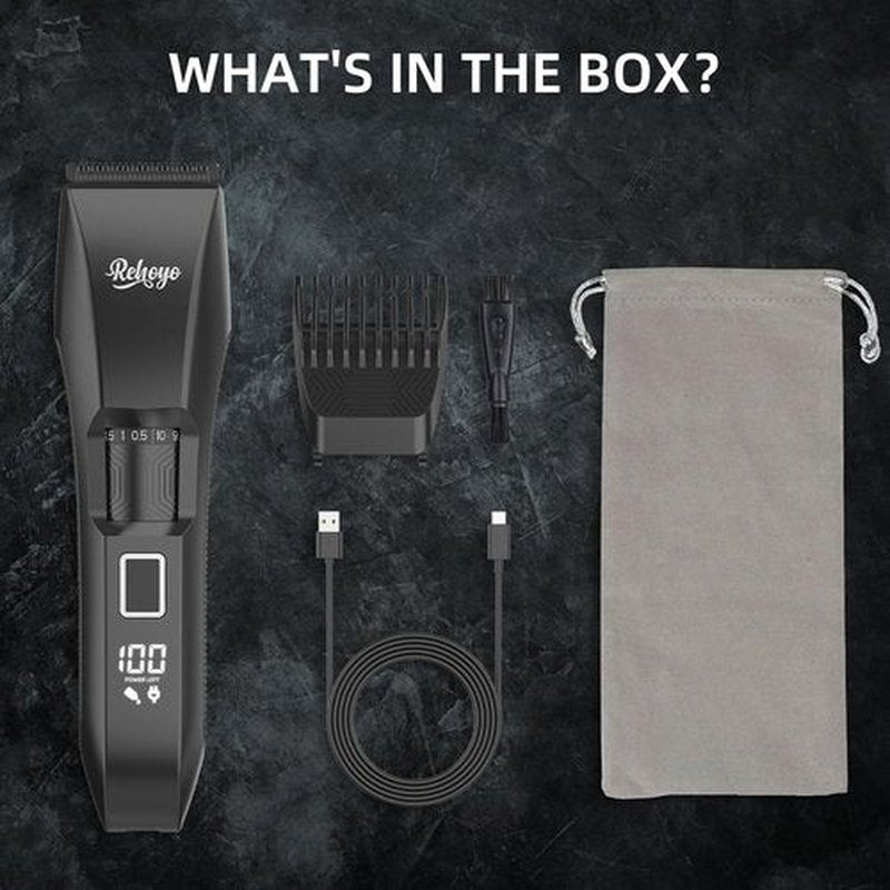 REHOYO Beard Trimmer for Men - Professional Cordless Hair Clippers with 20-Length Dial | Waterproof Stainless Steel Blades, Black