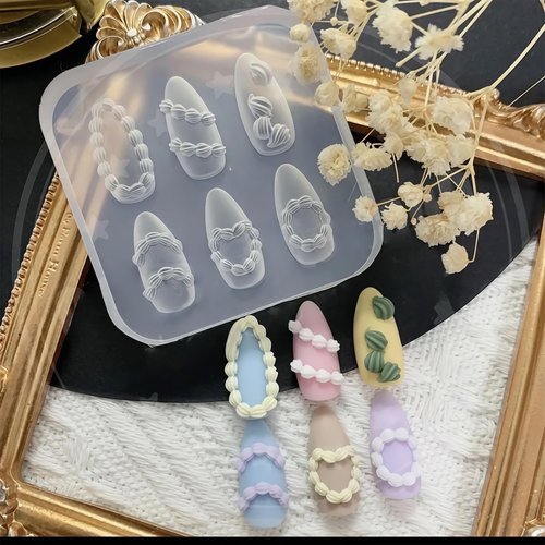 3D Cake Piping Nail Mold Silicone Tools Nails Art Resin Icing Piping Molds for Accessories Supplies