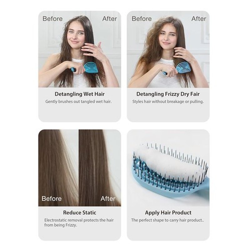 NuWay DoubleC Detangling Hair Brush - Patented Scalp Care Brush for Gentle Detangling & Volume Styling (Rose Pink)