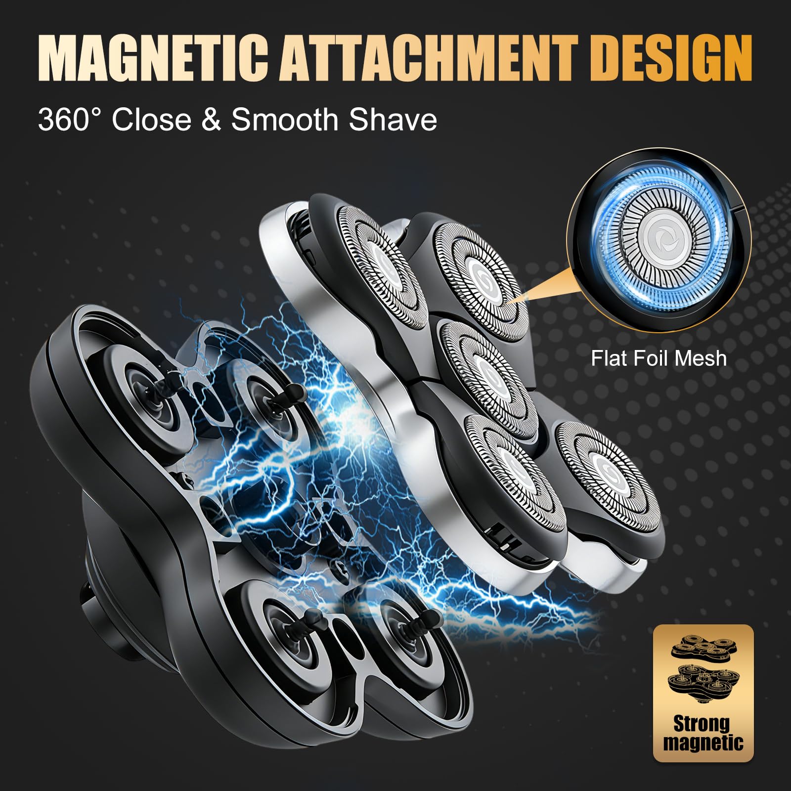 Magnetic Replacement Heads for Skull Shaver, 3Pack