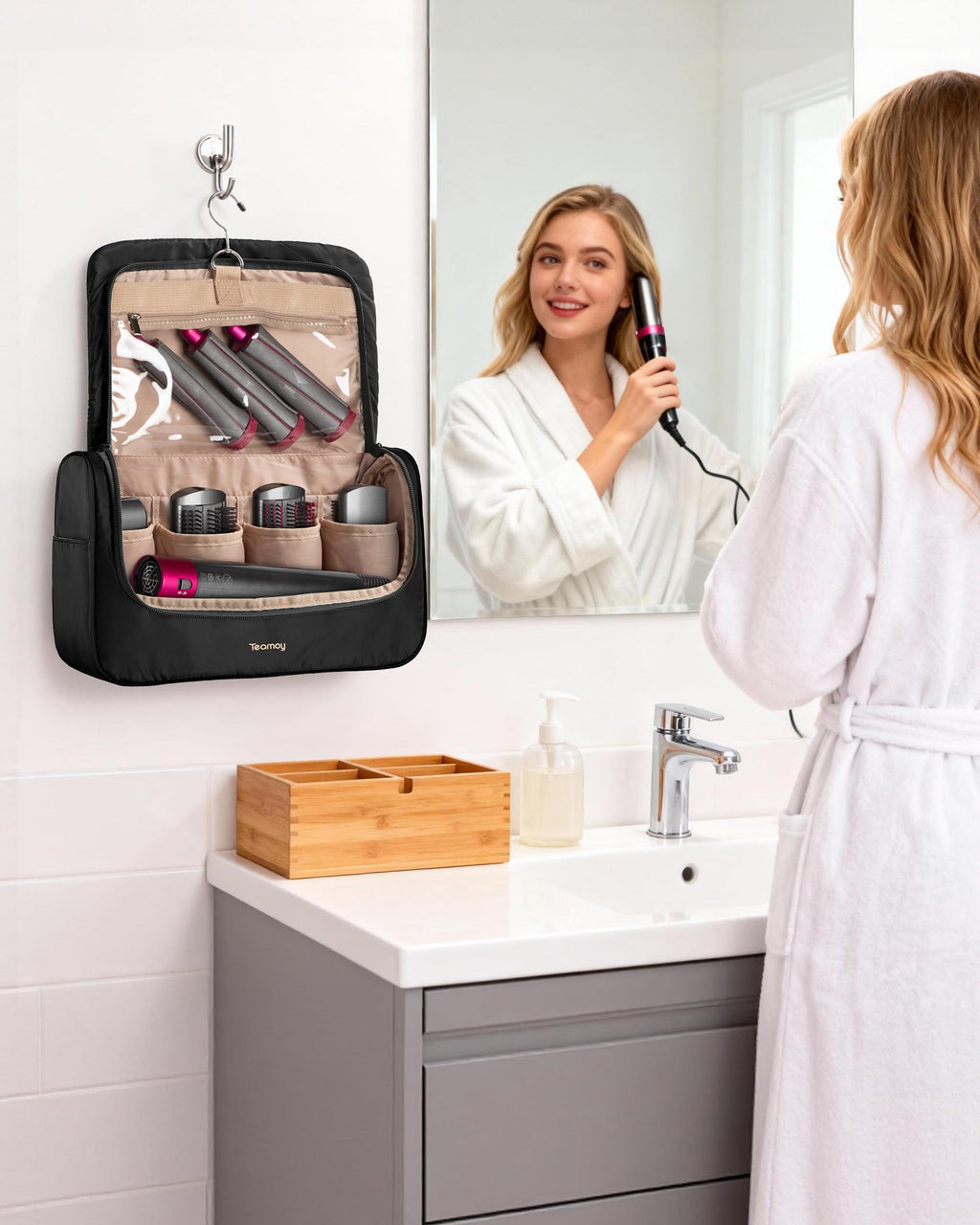 Teamoy Padded Travel Case Compatible with Dyson Airwrap Styler, Black