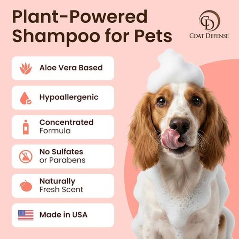 Coat Defense Sensitive Skin Dog Shampoo - Hypoallergenic Formula for Allergies & Itching | 8 oz Concentrate