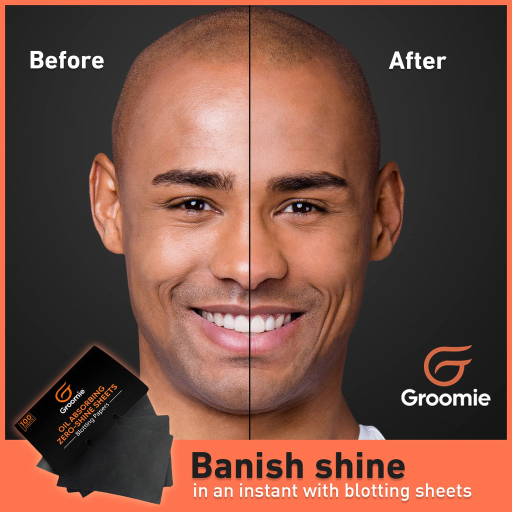 Groomie Oil Absorbing Blotting Sheets with Bamboo Charcoal, 100 Count