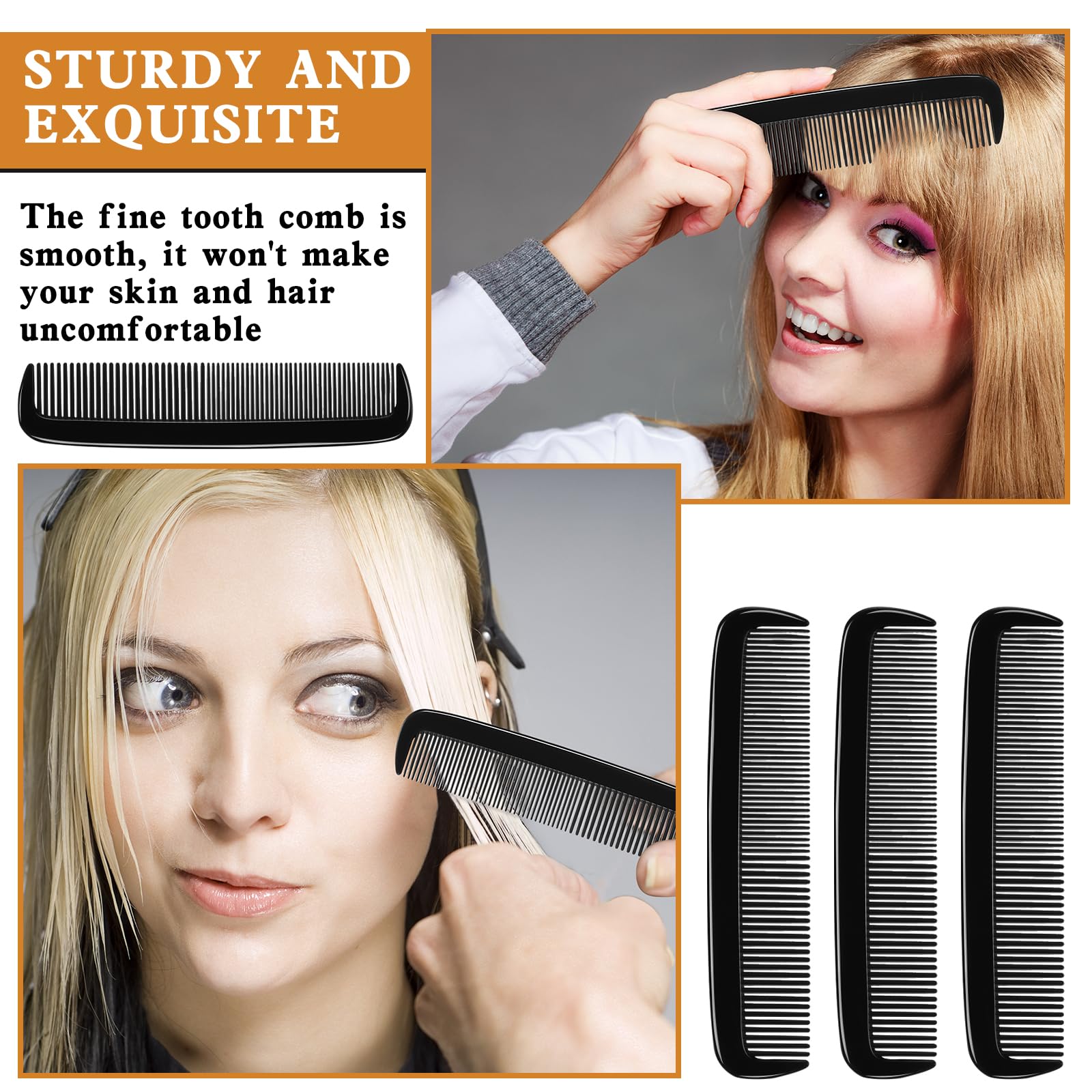 Yaomiao 500 Pieces Pocket Comb Bulk 5 Inch Plastic Hair and Travel Fine Tooth Combs for Women Men Beard Styling Dressing(Black)