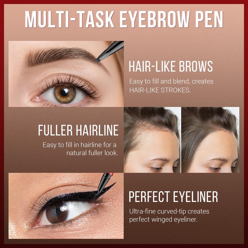 Vevivia Eyebrow Pencils for Women - Eyebrow Pen with 4D Brush-Tip & Curved Tip for Natural Fuller-Looking Brows, Precise Hair-Like Strokes for All Brow Types, Last All-Day Eyebrow Makeup, Light Brown