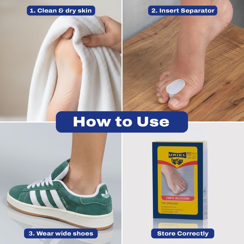 Uriel Soft Gel Toe Spacers with Mineral Oil, Silicone Toe Separators for Women & Men – for Overlapping Toes, Hammer Toe, Friction & Blister Relief – Comfortable & Reusable Design