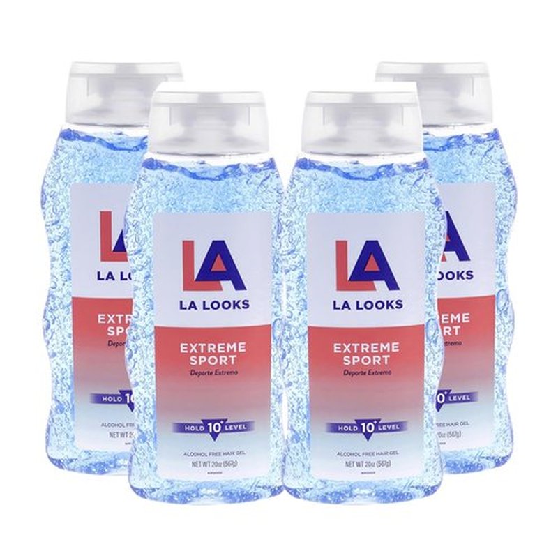 L.A. Looks Extreme Sport Hold Hair Gel - Alcohol-Free, Non-Sticky Formula for Color-Treated Hair - 4 Pack