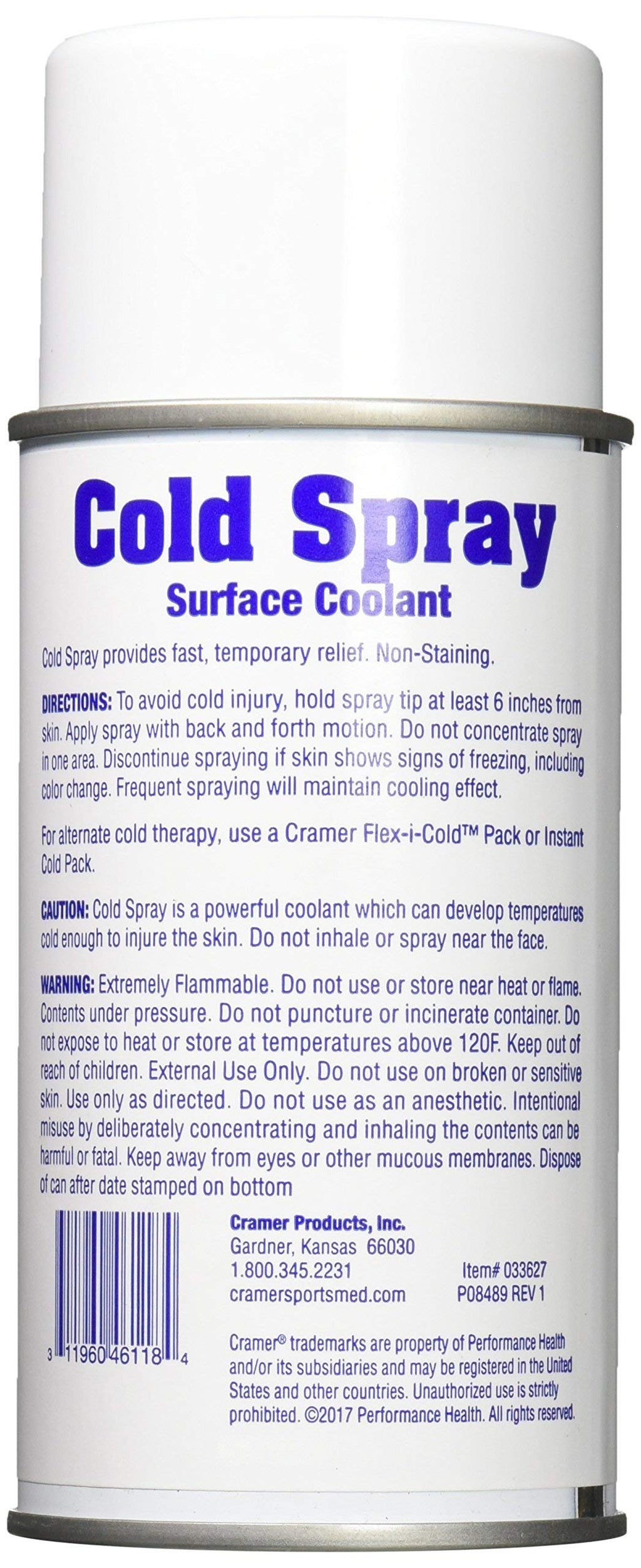 Cramer Cold Spray, Instant Cold Therapy for On-Field Use, Fast-Acting Topical Coolant, Portable 6 oz Aerosol, Mess-Free Application, Safe for Skin, Muscle & Joint Cooling Relief